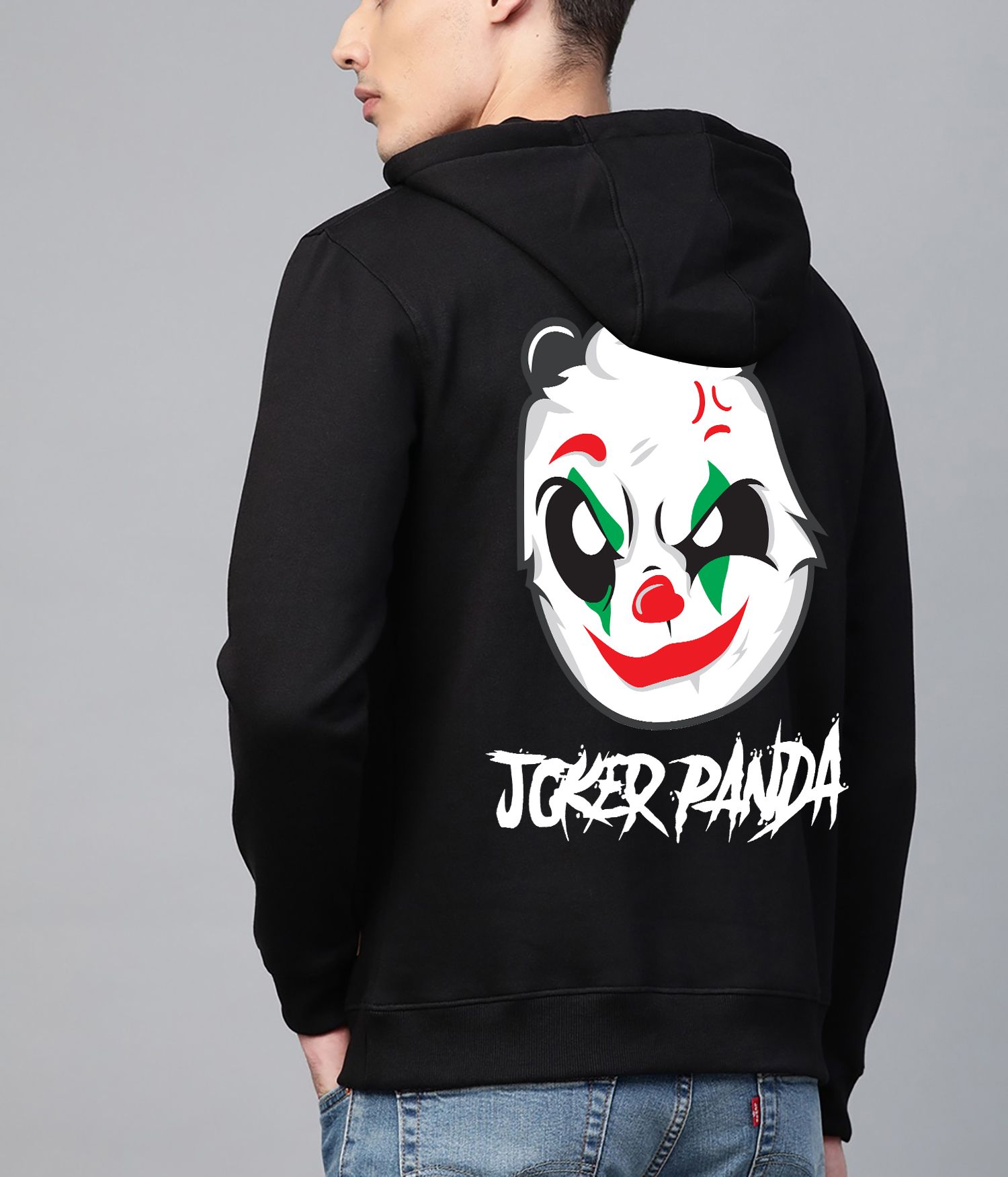 SCOTT FINCHER Men's Black Joker Panda Graphic Hoodie : AA(RSHOD)BLACK_16