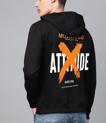 SCOTT FINCHER Men's Black Cotton Blend Printed Hoodie : AA(RSHOD)BLACK_116