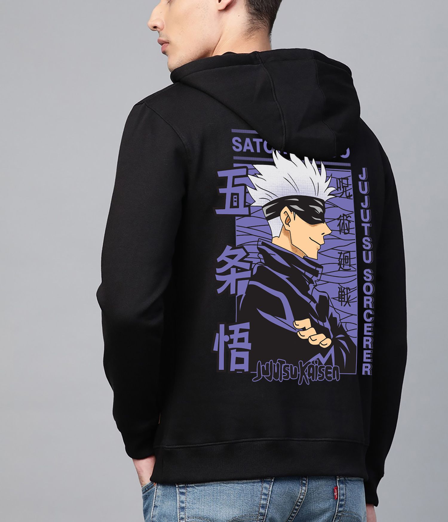 SCOTT FINCHER Black Jujutsu Kaisen Printed Black Hoodie : AA(RSHOD)BLACK_131