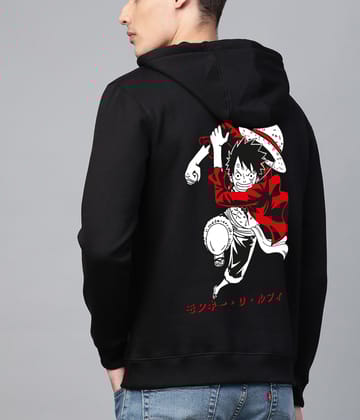 SCOTT FINCHER Men's Black Luffy Printed Black Hoodie : AA(RSHOD)BLACK_134