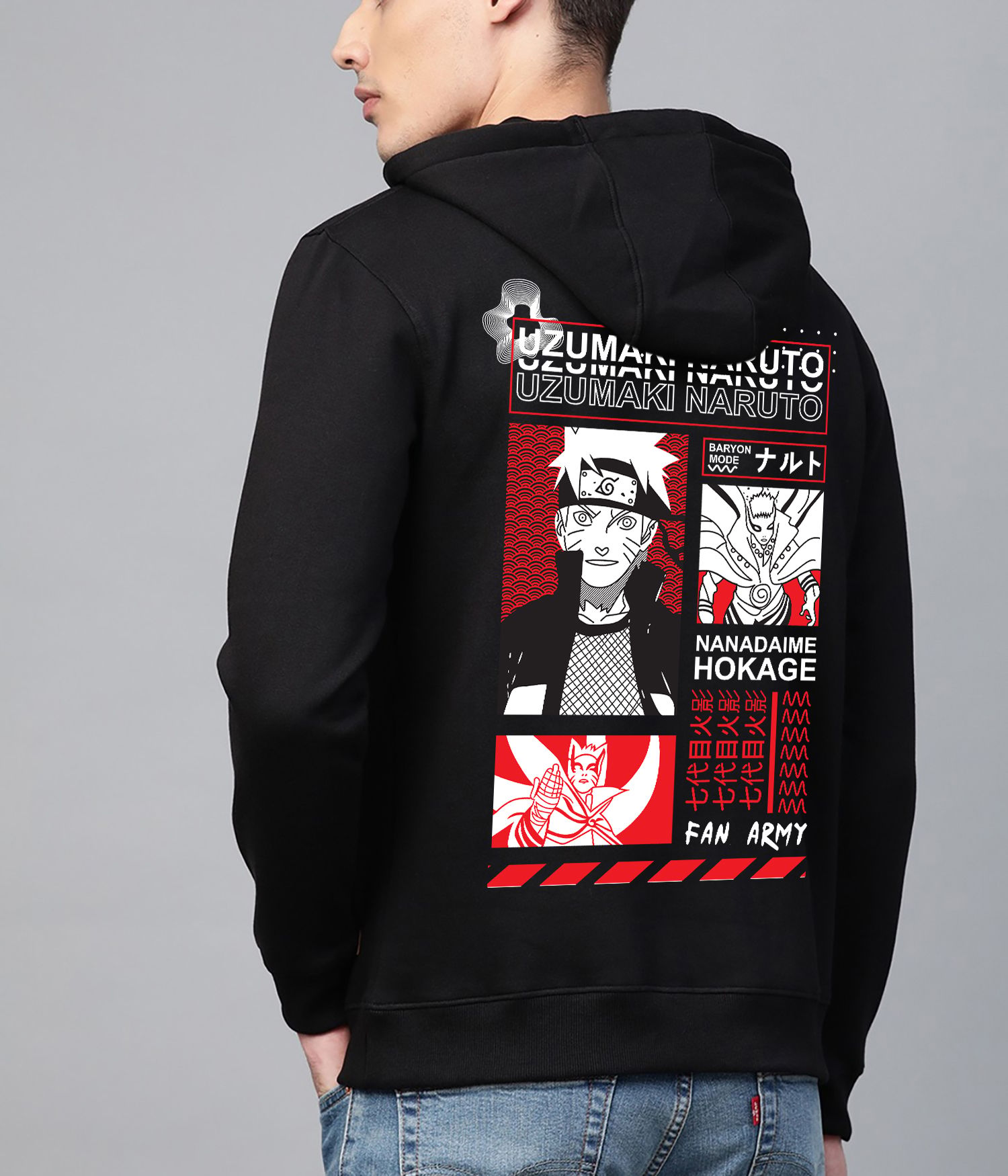 SCOTT FINCHER Men's Black Graphic Printed Hoodie : AA(RSHOD)BLACK_151