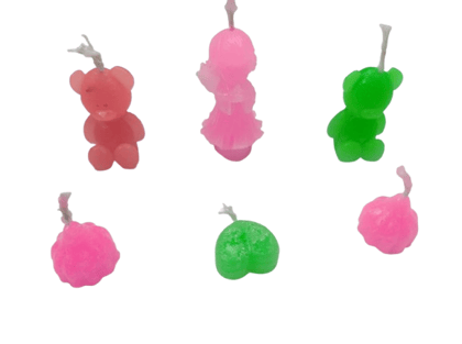  Set of 6 Mini Candles, Cute Bear and Flower Shaped Candles, Birthday Party Decoration, Home Decor