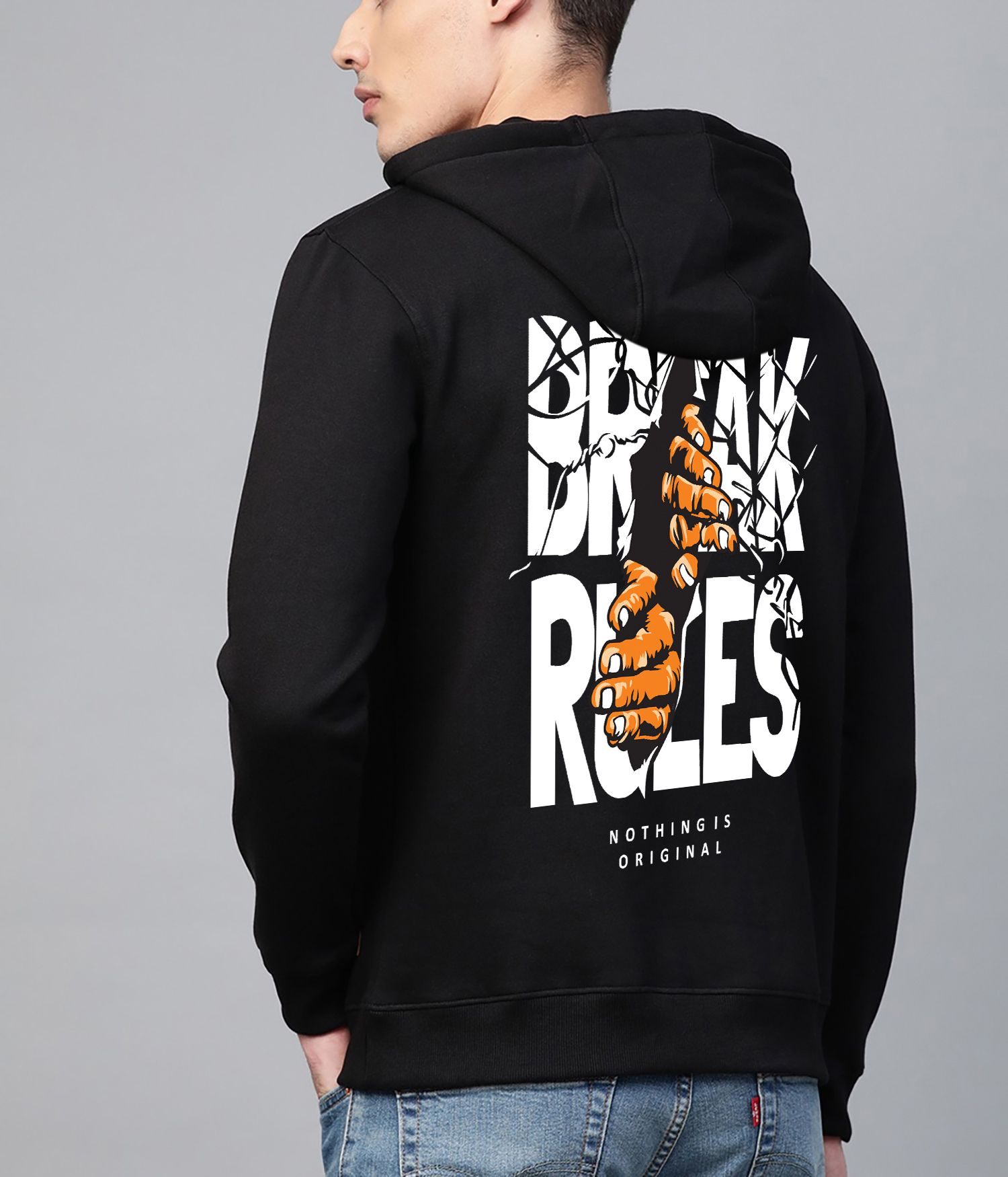 SCOTT FINCHER Men's Black Graphic Printed Hoodie : AA(RSHOD)BLACK_158