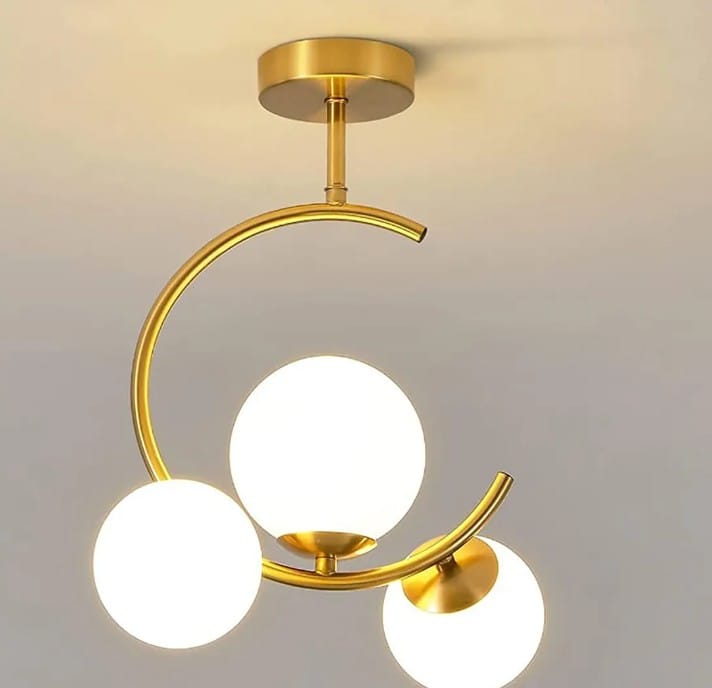 Modern 3-Light Gold Chandelier with Glass Globes - Contemporary Ceiling Light Fixture for Dining Room, Living Room, Bedroom"