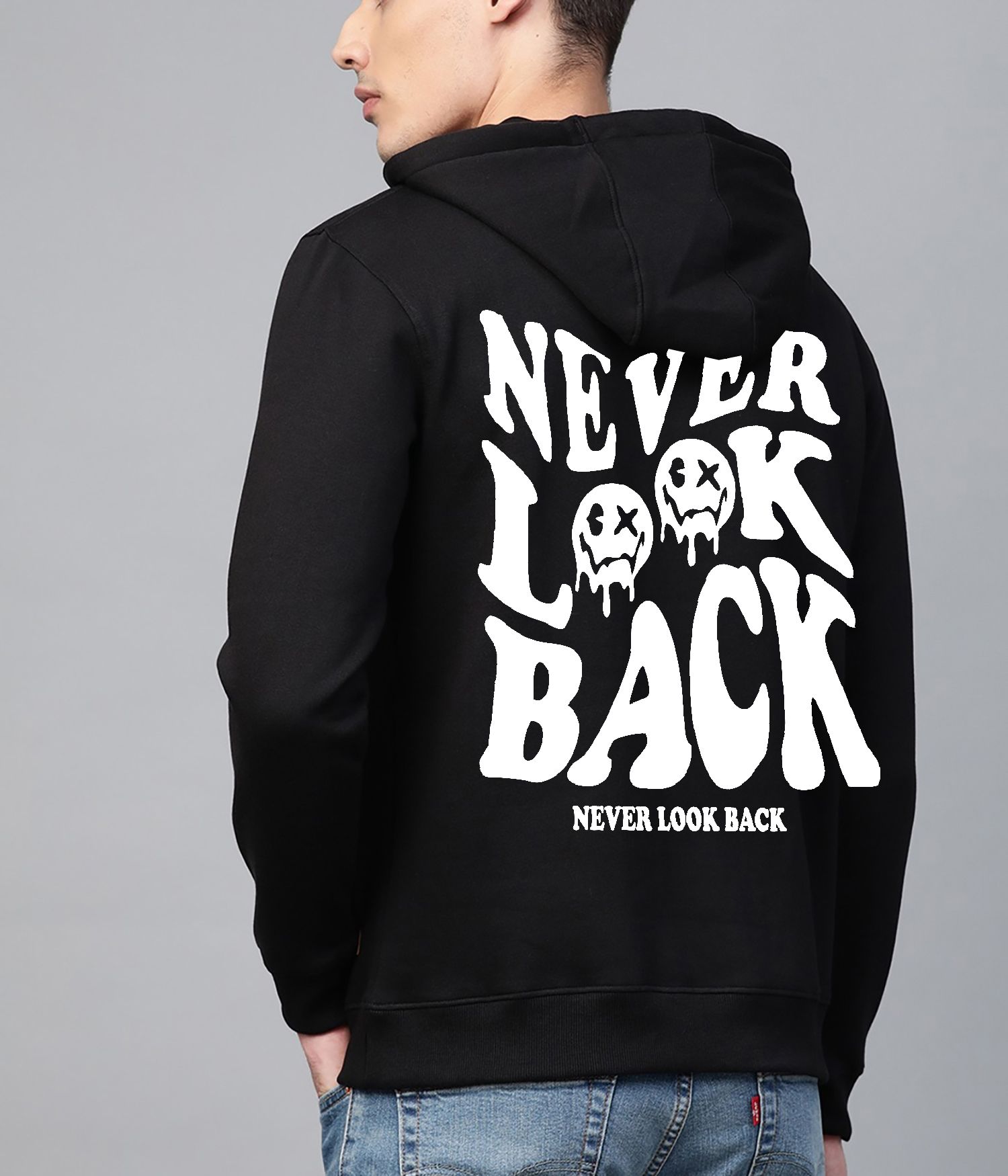 SCOTT FINCHER Men's Black and White Graphic Hoodie : AA(RSHOD)BLACK_230