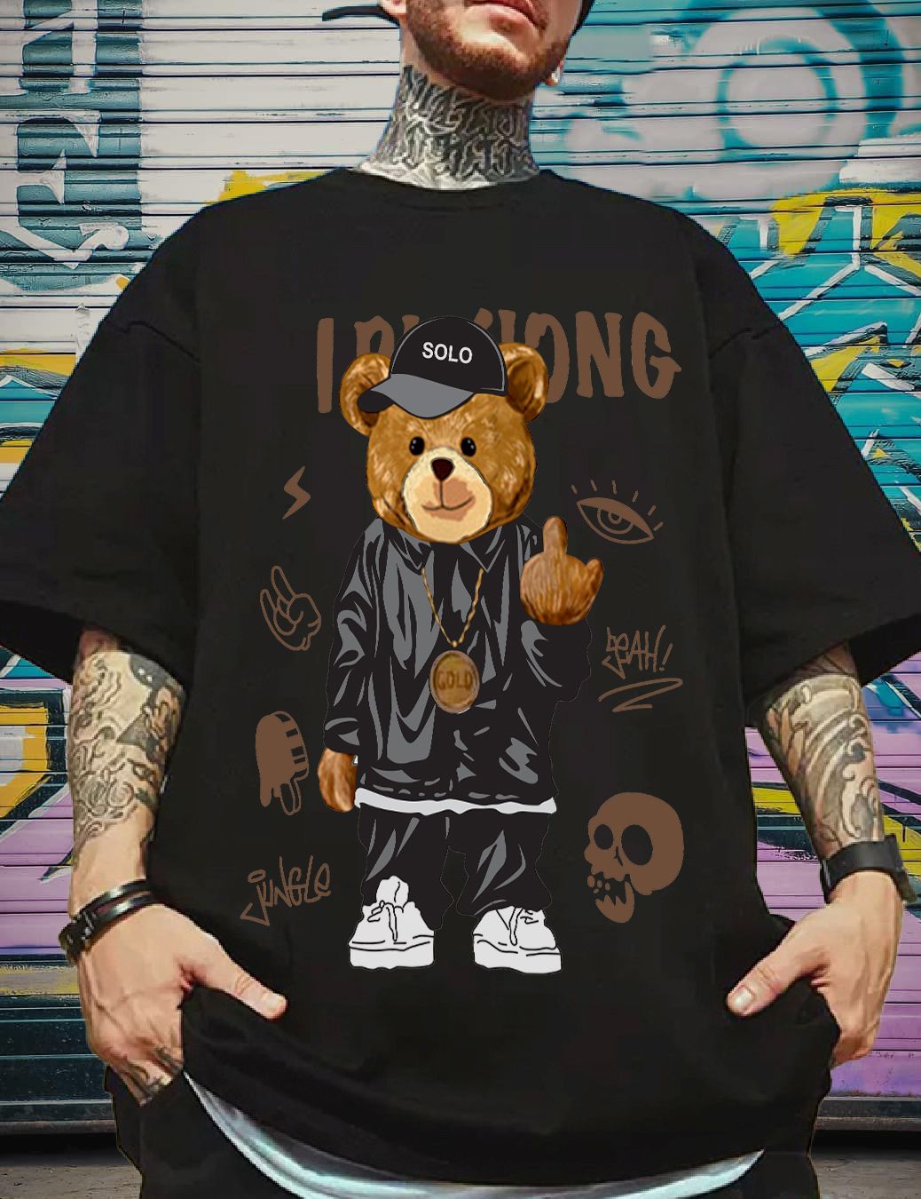 Scott Fincher Men's Oversized Halfsleeve Graphic Printed T-Shirt : AA(ARN)BLACK_64