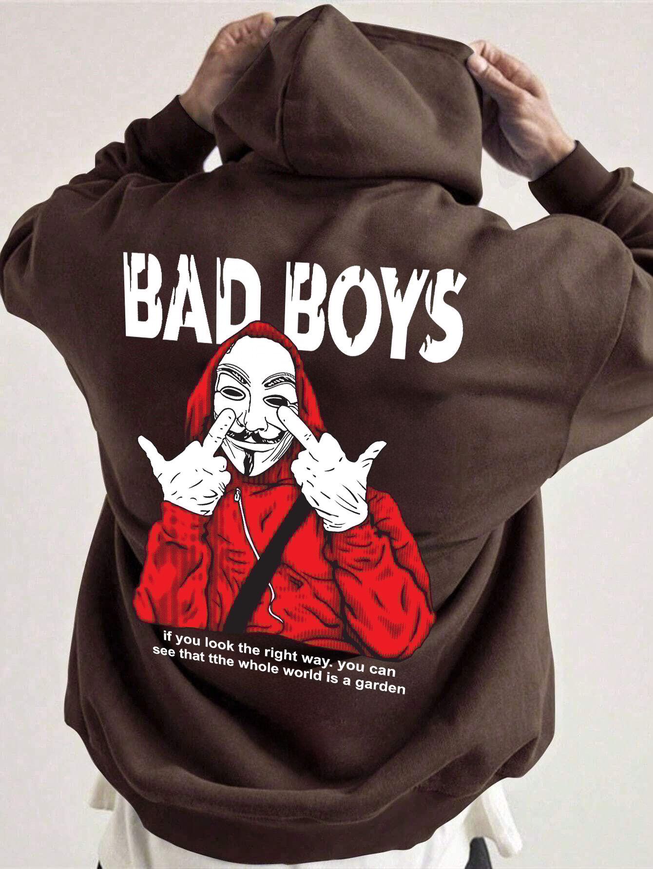 SCOTT FINCHER Men's Brown Graphic Hoodie - Streetwear Hip Hop Casual Pullover Sweatshirt : AA(RSHOD)BROWN_117