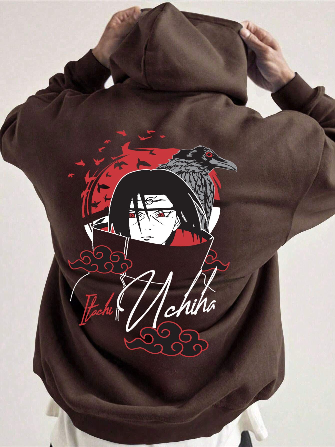 SCOTT FINCHER Itachi Uchiha Akatsuki Brown Graphic Printed Hoodie : AA(RSHOD)BROWN_129