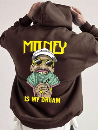 SCOTT FINCHER Men's Cotton Blend Graphic Hoodie: "Money Is My Dream" : AA(RSHOD)BROWN_169