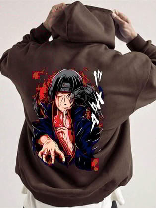 SCOTT FINCHER Men's Itachi Uchiha Akatsuki Graphic Printed Hoodie : AA(RSHOD)BROWN_174