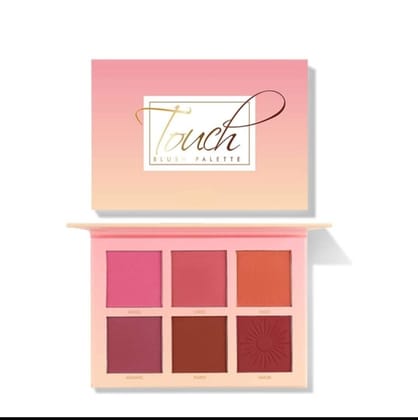  Touch Blush Palette - 6 Colors, Highly Pigmented Powder Blush, Long-Lasting, Natural Finish, with Mirror