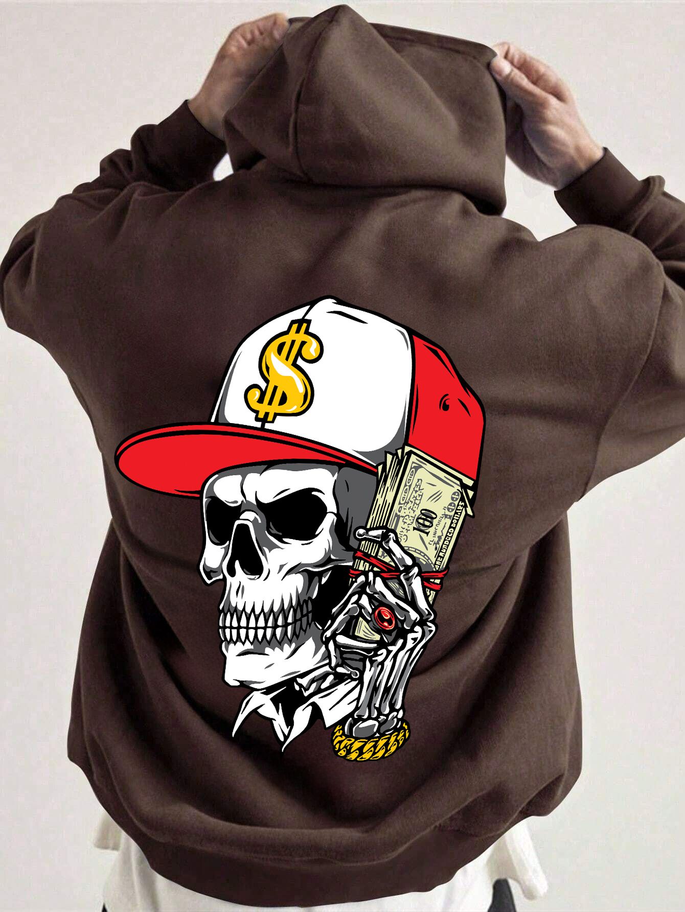 SCOTT FINCHER Fleece Casual Streetwear Pullover Graphic Printed Hoodie : AA(RSHOD)BROWN_196