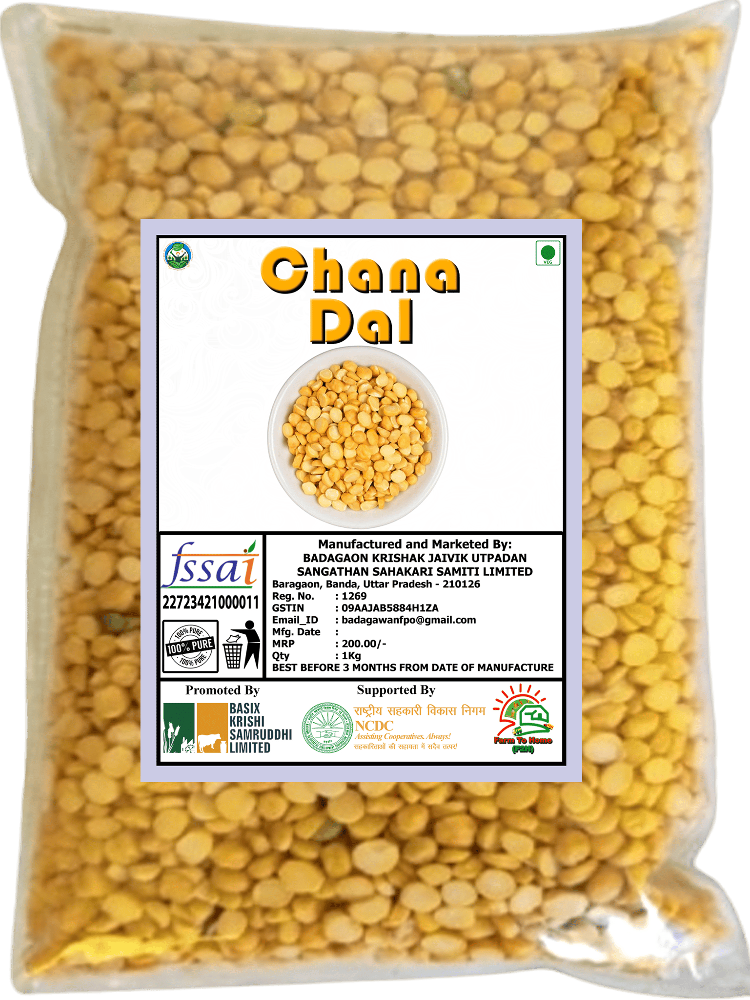 Chana Dal | 1Kg - 100% Pure | Farm To Home