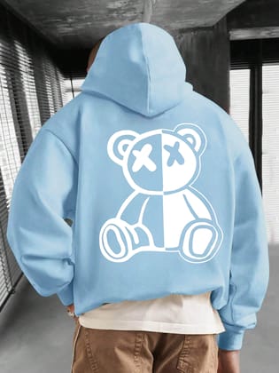 SCOTT FINCHER Men's Streetwear Teddy Bear Graphic Hoodie in Blue : AA(RSHOD)SKYBLUE_232