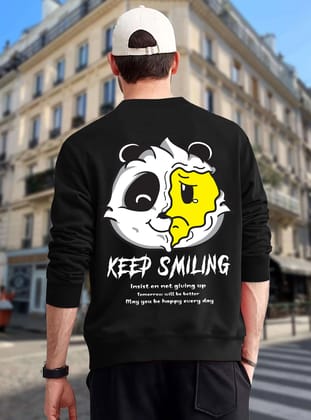 SCOTT FINCHER Black and White Panda Graphic Printed Sweatshirt : AA(RSSWT)BLACK_12