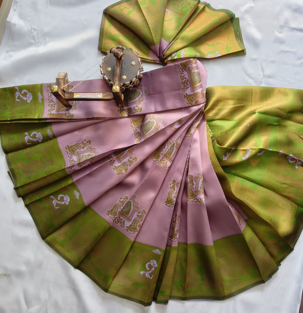 Kubera Silk Cottton Saree with Blouse - Lavender colour - Sarees | Buy online on ZillyBuy