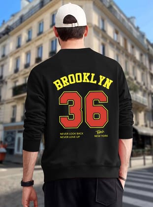 SCOTT FINCHER Men's Black Pullover Sweatshirt with Embroidered "Brooklyn 36" Design : AA(RSSWT)BLACK_21