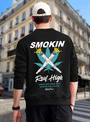 SCOTT FINCHER Men's "Smokin' Real High" Streetwear Sweatshirt : AA(RSSWT)BLACK_29