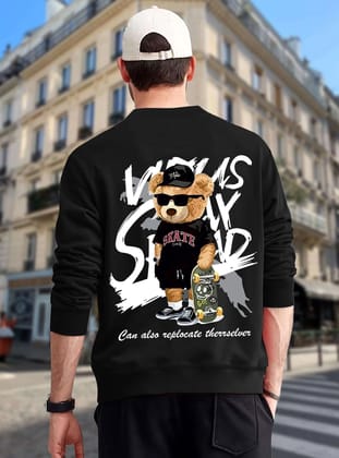 SCOTT FINCHER Men's Black Hip Hop Hoodie Panda Print Long Sleeve Casual Pullover Tops : AA(RSSWT)BLACK_31