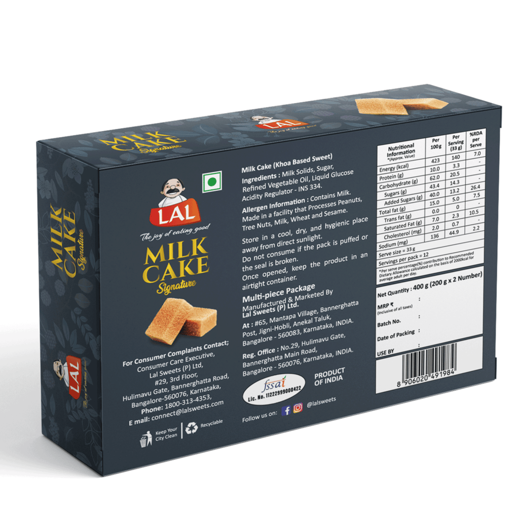 Lal Sweets Milk Cake Premium 400g (Pack of 1) Made with Sugar and Milk Solids || Authentic and Traditional Fresh Milk Based Indian Sweet || Milk Burfi || Fresh Doodh Sweet