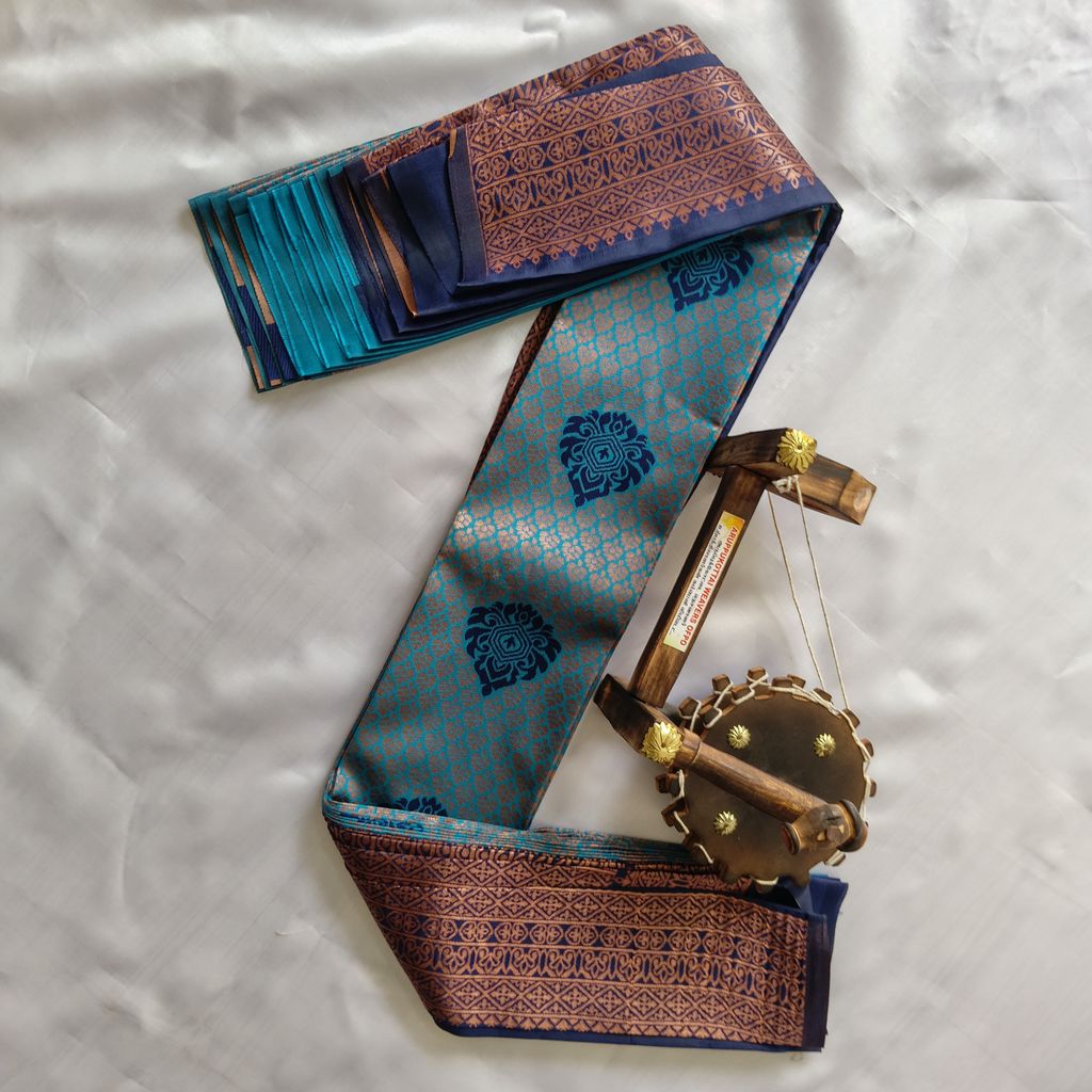 Kubera Silk Cottton Saree with Blouse -  Sky blue color