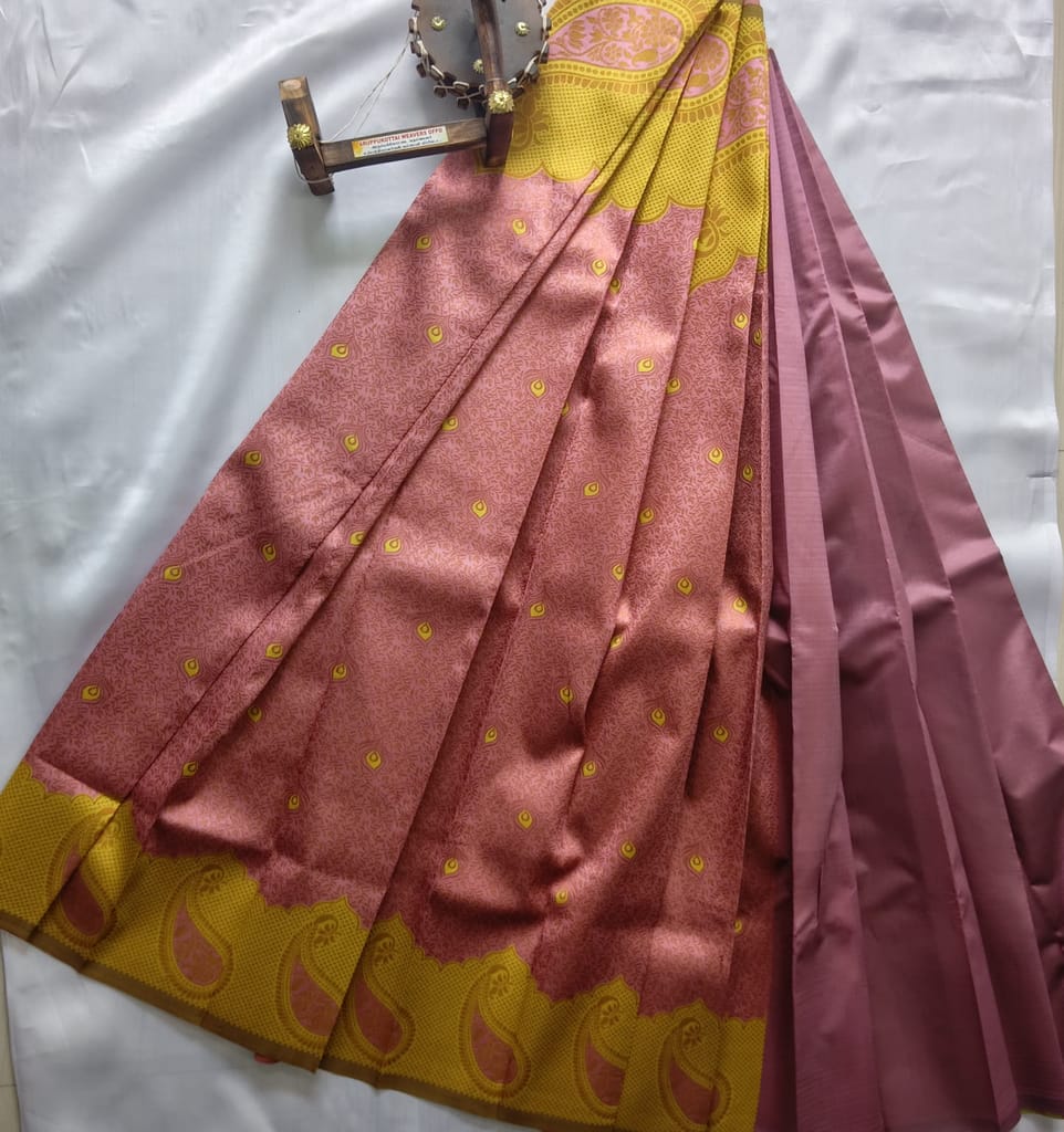 Kubera Silk Cottton Saree with Blouse - pink color - Sarees | Buy online on ZillyBuy