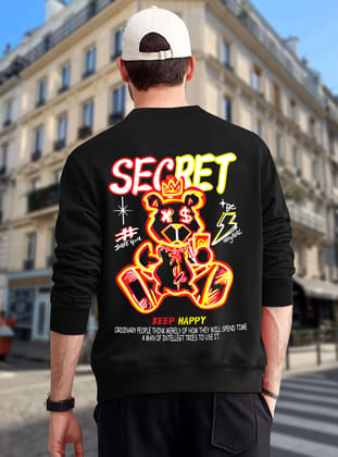 SCOTT FINCHRER Men's Black Sweatshirt with Secret Message Graphic Print : AA(RSSWT)BLACK_126