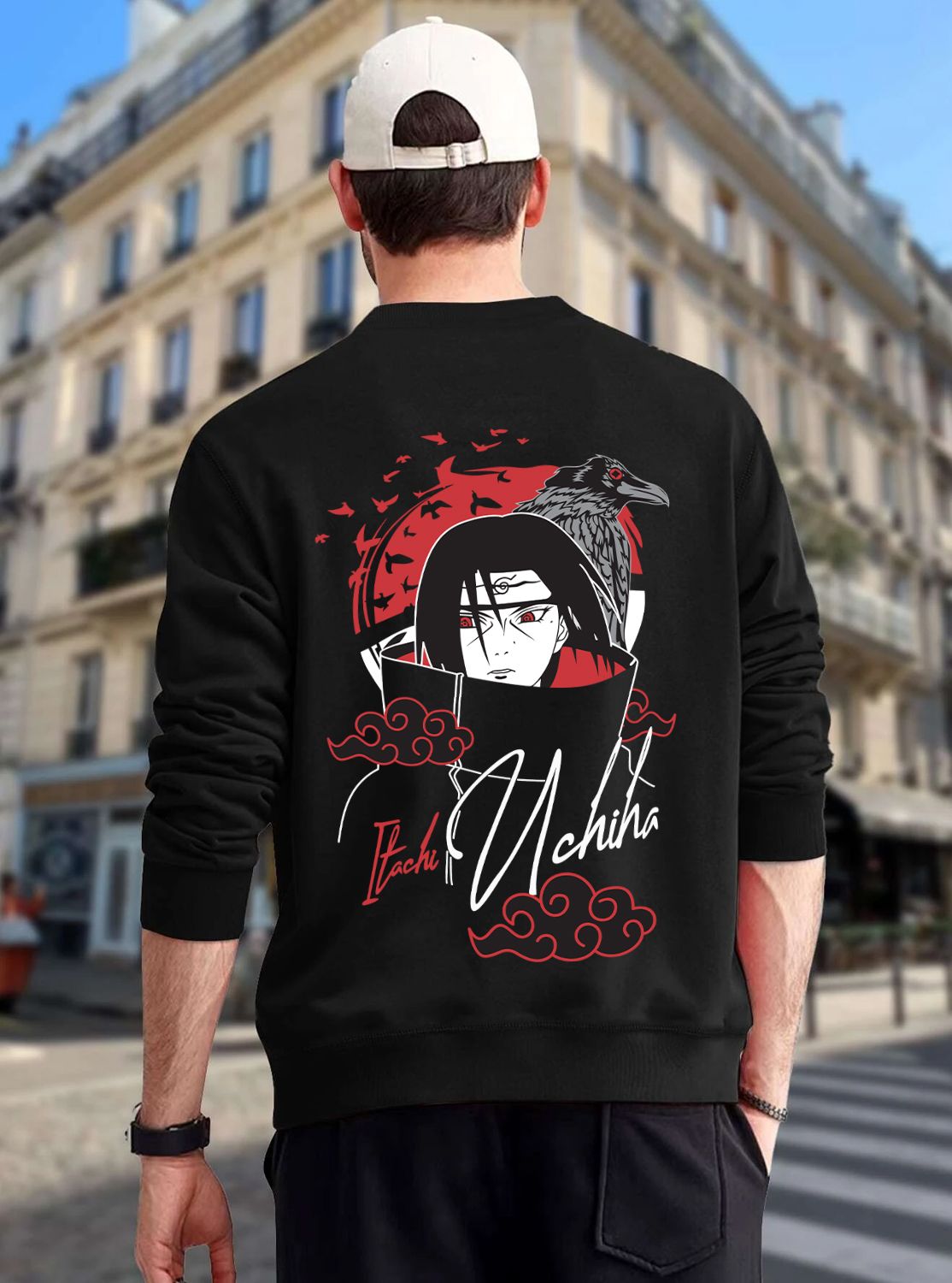 SCOTT FINCHER Men's Itachi Uchiha Sweatshirt, Naruto Shippuden Anime Sweatshirt, Akatsuki Sweatshirt, Uchiha Clan Sweatshirt, Itachi Mangekyo Sharingan Sweatshirt : AA(RSSWT)BLACK_129