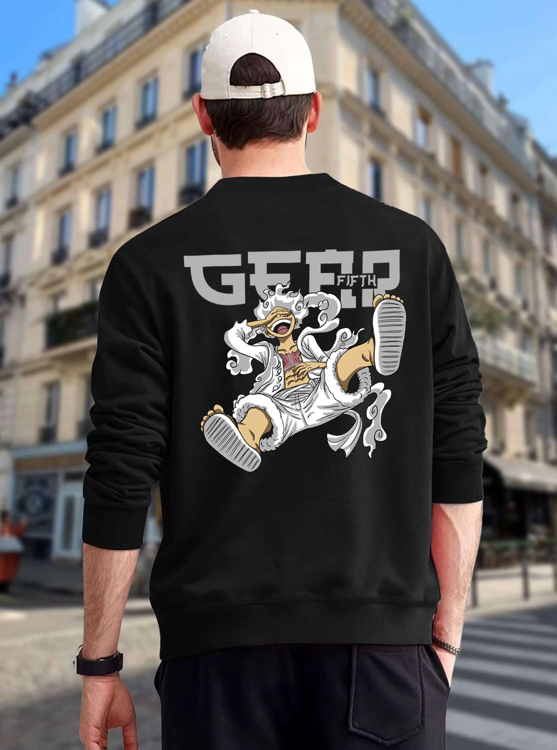 SCOTT FINCHER Men's One Piece Monkey D. Luffy Gear Fifth Men's Black Sweatshirt : AA(RSSWT)BLACK_133