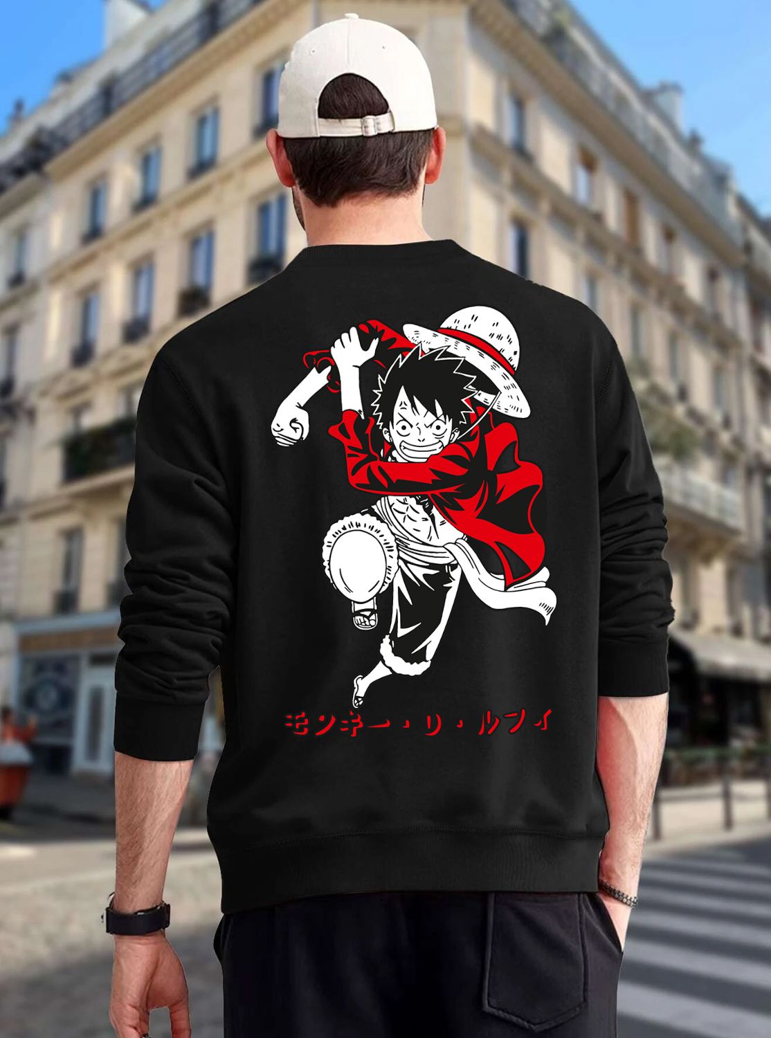 SCOTT FINCHER Men's One Piece Monkey D. Luffy Gear Fifth Men's Black Sweatshirt : AA(RSSWT)BLACK_134