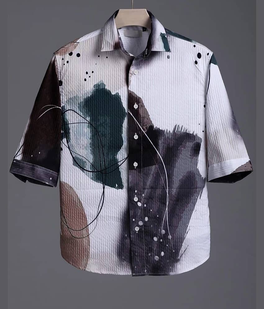 MENTIFIC Corduroy Regular Fit Printed 3/4th Sleeves Men's Casual Shirt - Multicolor 5 ( Pack of 1 )