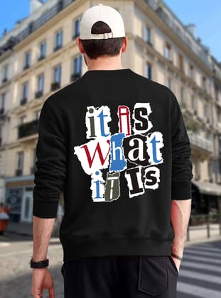 SCOTT FINCHER Men's It Is What It Is Sweatshirt, Streetwear Saying Jumper, Aesthetic Graphic Sweater, Casual Loose Pullover Top : AA(RSSWT)BLACK_221