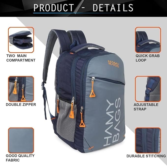 KAISHWA HAMY BAGS SERIES Polyester 35 Ltrs Blue Casual Backpack for Men and Women (H122-Blue