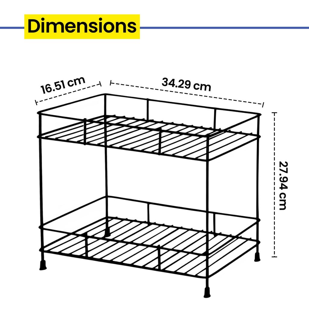 Metal 2-Tier Standing Spice Rack Storage Organizer, Countertop Storage Shelf Organizer for Home and Kitchen