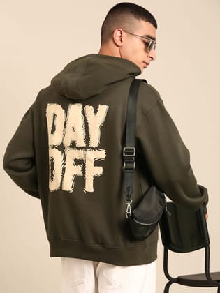 JOVEN Men Printed Full Sleeve Hooded Sweatshirt-M / Bottle Green