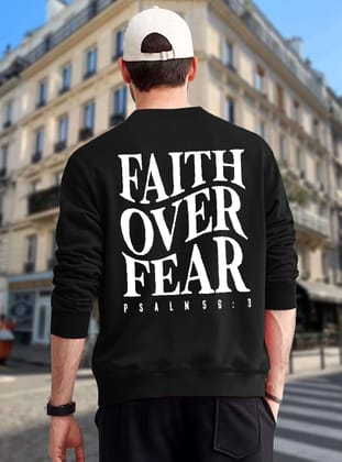 SCOTT FINCHER Men's Christian Sweatshirt, Faith Over Fear Sweatshirt, Faith Over Fear Crewneck, Christian Apparel, Faith Apparel, Oversized Sweatshirt : AA(RSSWT)BLACK_227