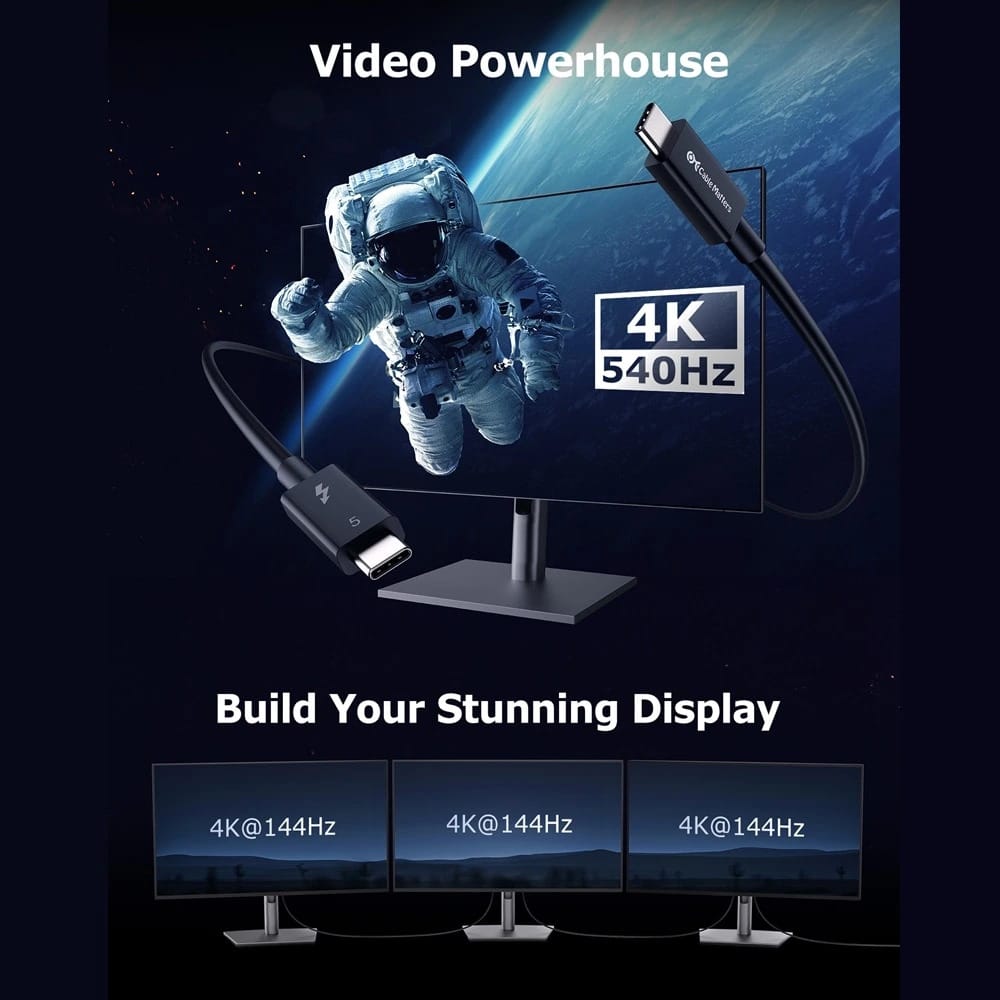 ACASIS [Intel Certified] 80Gbps Thunderbolt 5 Cable with 120Gbps Bandwidth Boost 3* 8K displays & 240W Charging Compatible with Thunderbolt 5/4/3/USB4.0