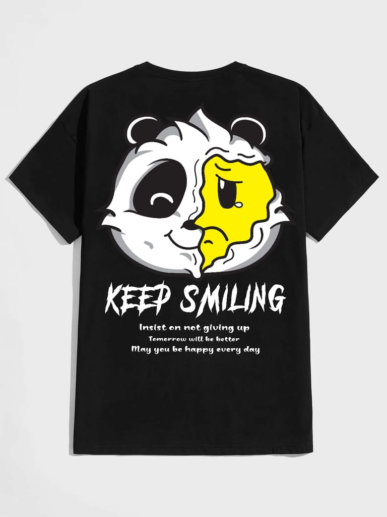 SCOTT FINCHER Men's Black KEEP SMILING Insist on not giving up Tomorrow will be better May you be happy every day T-shirt : AA(HSR)BLACK_12