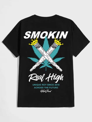 SCOTT FINCHER Men's Black T-Shirt with "SMOKIN" graphic Print : AA(HSR)BLACK_29