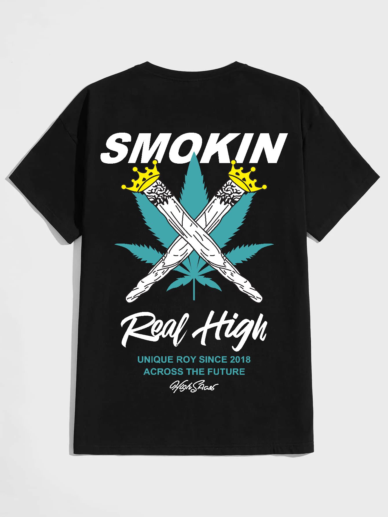 SCOTT FINCHER Men's Black T-Shirt with "SMOKIN" graphic Print : AA(HSR)BLACK_29