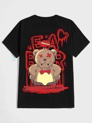 SCOTT FINCHER Men's Bear Graphic Printed T-Shirt : AA(HSR)BLACK_38
