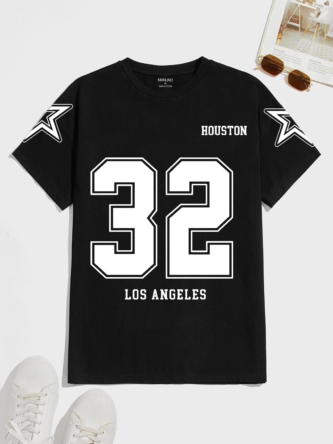 SCOTT FINCHER Men's Black Houston 32 Los Angeles T-shirt : AA(HSR)BLACK_43