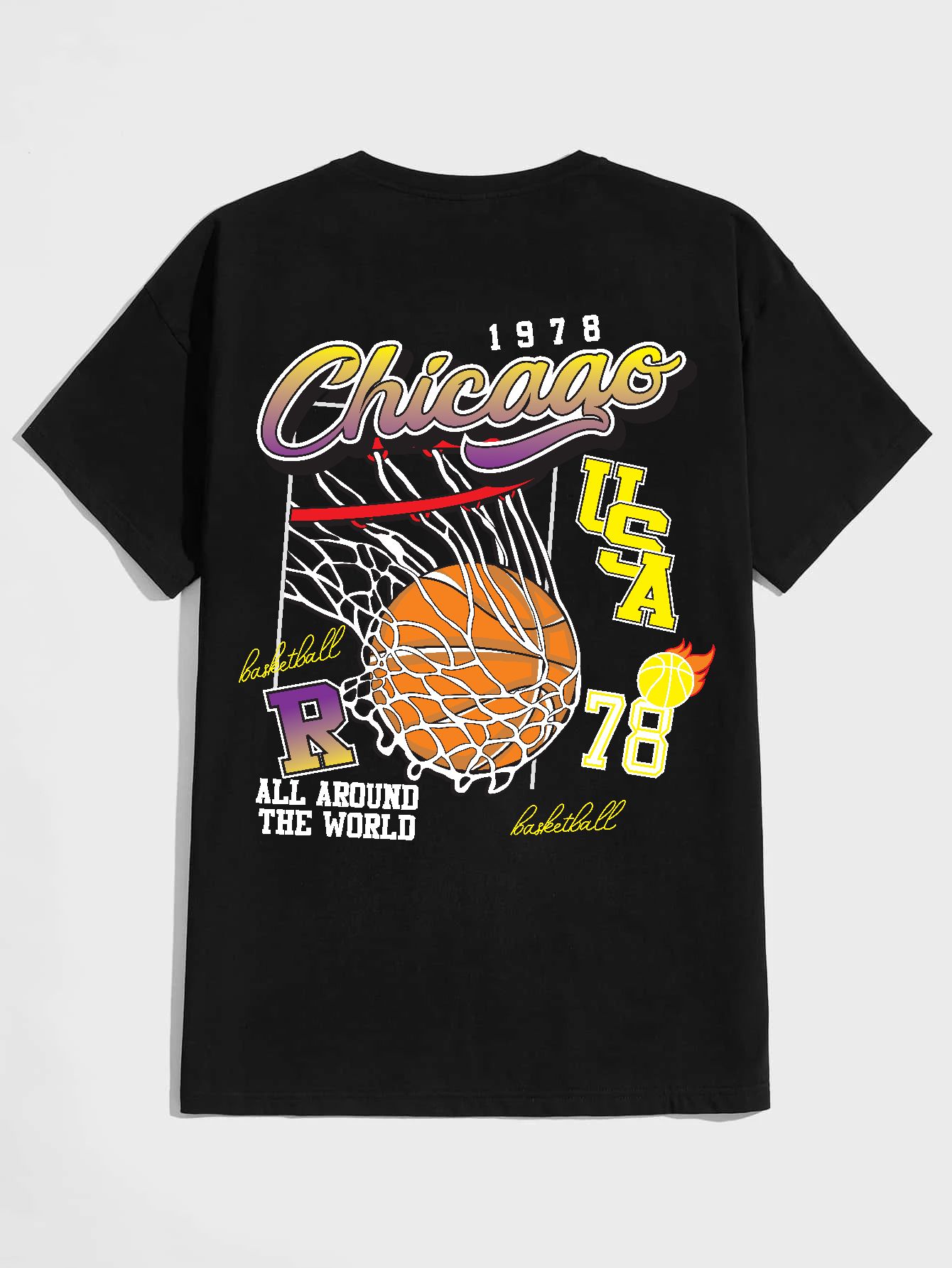 SCOTT FINCHER Men's Streetwear Basketball T-Shirt, Hip Hop Short Sleeve Graphic Tees, Casual Loose Fit Crew Neck Summer Tops : AA(HSR)BLACK_54