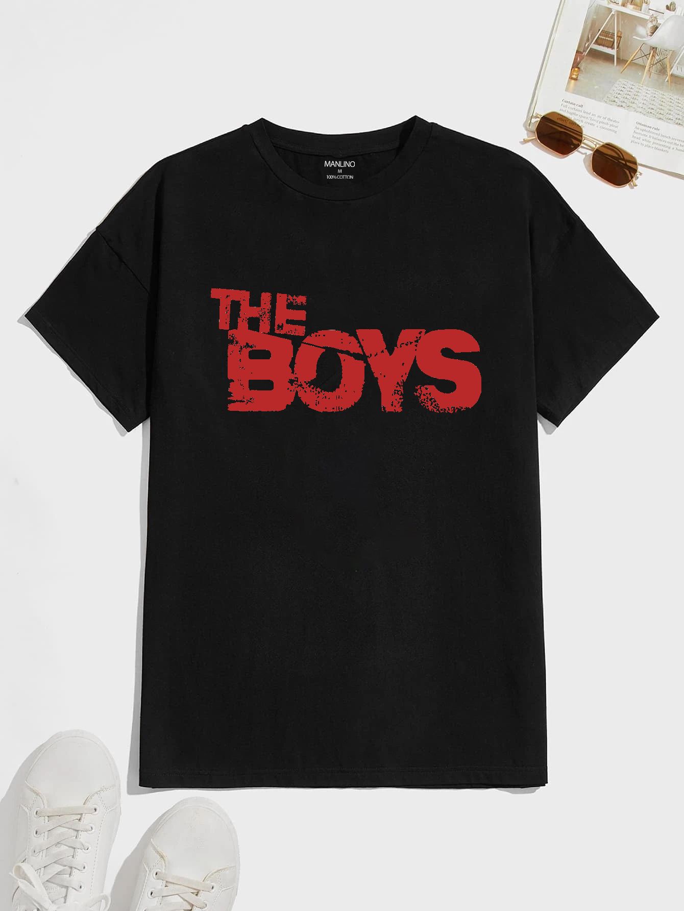 SCOTT FINCHER Black T-shirt with Red The Boys Print : AA(HSR)BLACK_60
