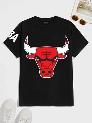 SCOTT FINCHER Men's Chicago Bulls T-Shirt, 100% Cotton, Black, Short Sleeve, Crew Neck, Regular Fit : AA(HSR)BLACK_118