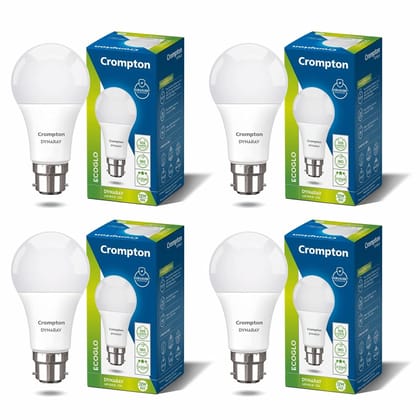 Crompton DynaRay 9W LED Bulb | Cool Day Light | B22 Base | 180 Beam | Surge & High Voltage Protection | Pack of 4
