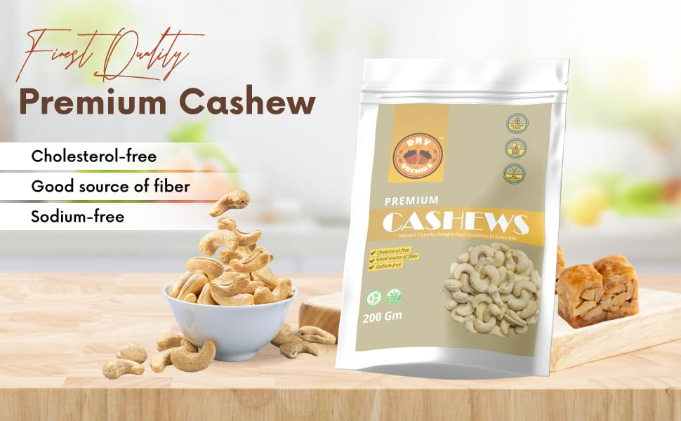 Dry Orchid Whole Premium Cashew W320- Grade Nuts, Kaju, Premium Kaju Dry fruits, Non-GMO, Nutritious & Delicious Nuts, Gluten Free & Low Calorie (Pack of 2) 400 Gm