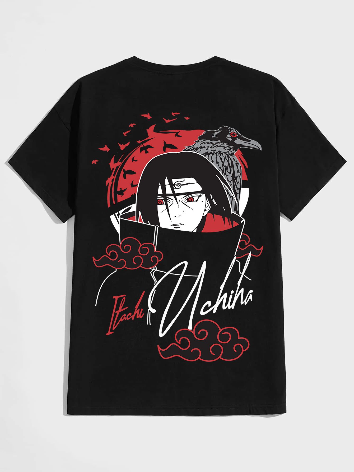 SCOTT FINCHER Men's Itachi Uchiha T-Shirt | Naruto Shippuden Anime Tee | Akatsuki Member Shirt | Black Tee : AA(HSR)BLACK_129