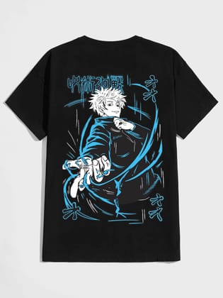 SCOTT FINCHER Black and Blue Graphic Tee featuring Yuji Itadori from Jujutsu Kaisen : AA(HSR)BLACK_130