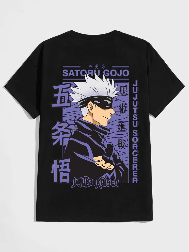 SCOTT FINCHER Men's Jujutsu Kaisen Satoru Gojo Half sleeve Graphic Print T-Shirt" : AA(HSR)BLACK_131